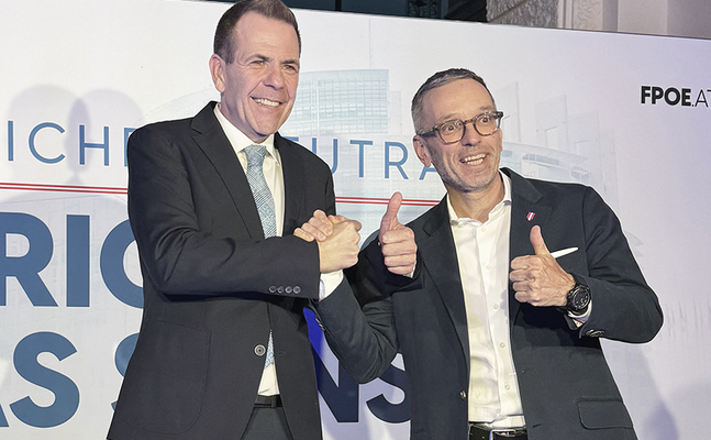 FPÖ-EU-Spitzenkandidat Harald Vilimsky (l.) und -Bundesparteiobmann Herbert Kickl.