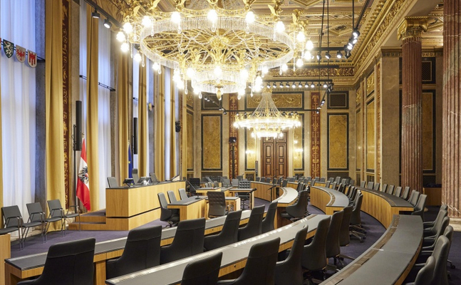 Der Bundesrat im neu renovierten Parlament in Wien.