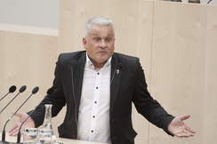 FPÖ-Parlamentarier Christian Lausch im Hohen Haus.
