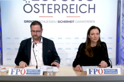 FPÖ-Generalsekretär Christian Hafenecker und -Verfassungssprecherin Susanne Fürst.