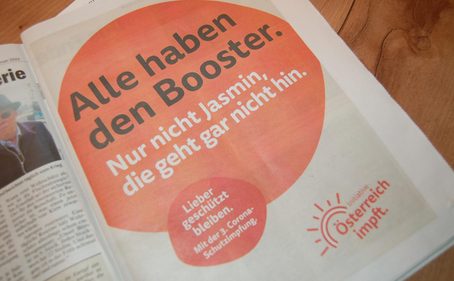 Mit dümmlichen Inseraten um viel Steuergeld wurde subtil Propaganda für die Coronaimpfung gemacht.