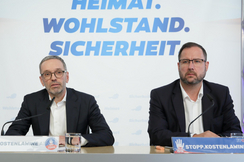 FPÖ-Bundesparteiobmann Herbert Kickl (.l) und -Verkehrssprecher Christian Hafenecker.