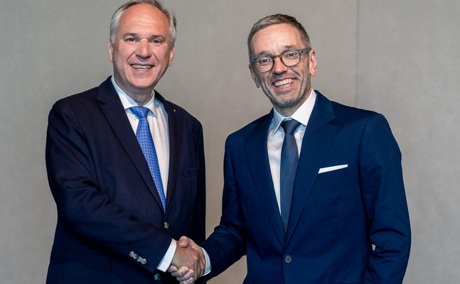 FPÖ-Nationalratspräsidenten-Kandidat Walter Rosenkranz (l.) und -Klubobmann Herbert Kickl.